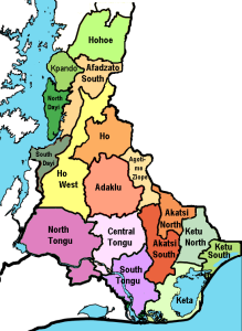 Map of Volta Region of Ghana