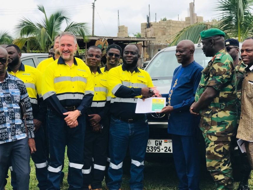 Newmont Ghana Ahafo Promotes Peace: Donates Three Pickups to Ahafo Army